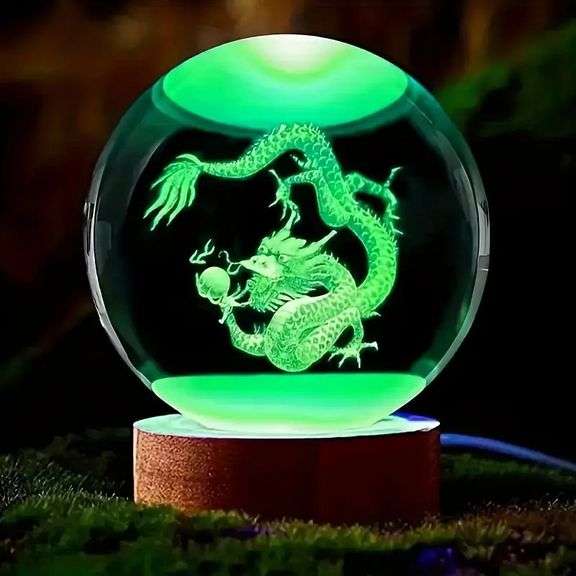 3D Dragon Ball Night Light with Wooden Base