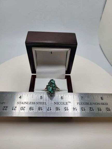 Victorian natural emeralds and diamond accent ring