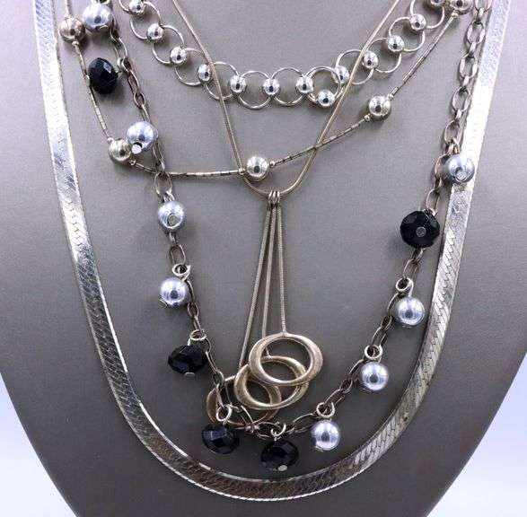 Group lot of 5 Vintage 925 sterling silver necklaces
