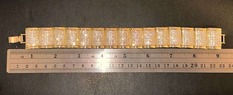 Huge 113.5 Gram 14 Kt Gold Plate Italian Designer Link Bracelet