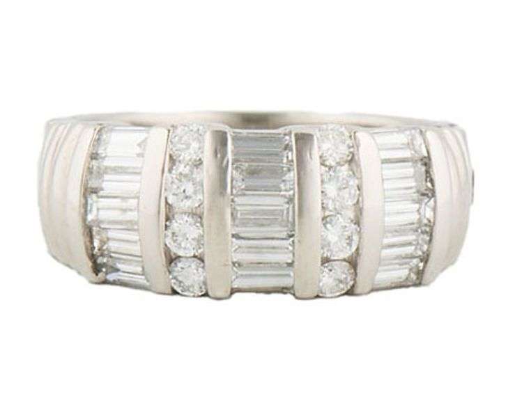 1.00ctw Baguette and Round Diamond Statement Band Ring in Platinum