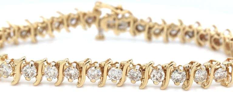 14kt Yellow gold 4ctw diamond S link bracelet