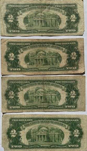 1928 D- G Red Seal $2 US Notes.