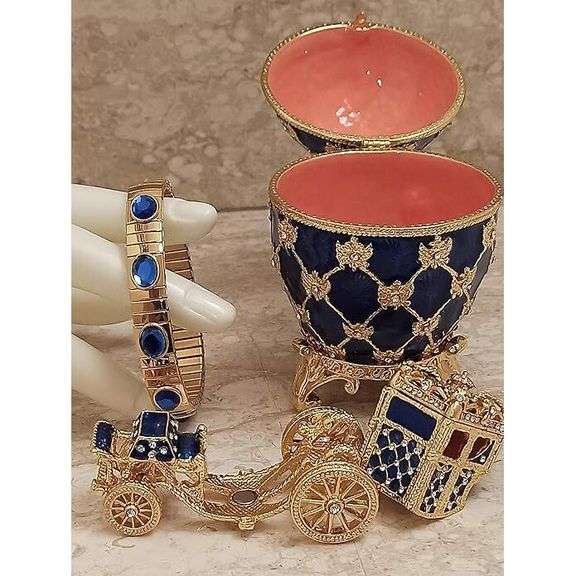 24K Gold Faberge Style Royal Carriage Set