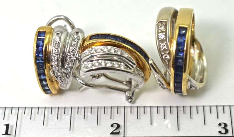 Beautiful 18K Two-Tone Sapphire & Diamond Suite