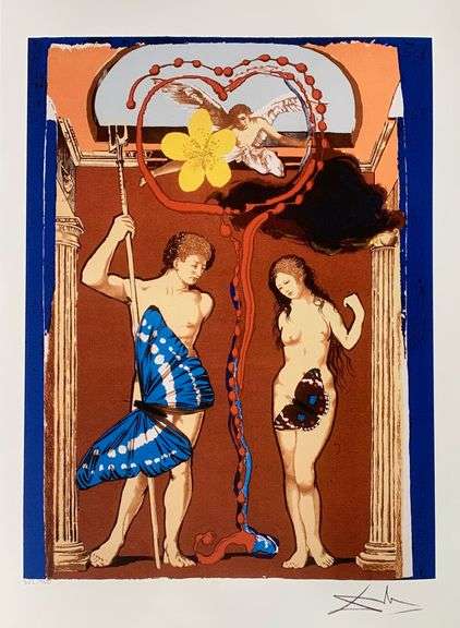 Pencil Numbered Salvador Dali, Adam and Eve