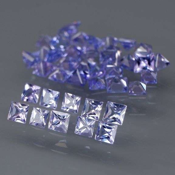 Glittering! Princess cut! 3.41ct UNTREATED Tanzanite set!!