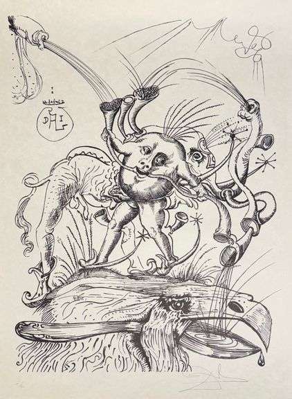 Exclusive Salvador Dali Hand-Signed Lithograph from 'Pantagruel' suite, 1973
