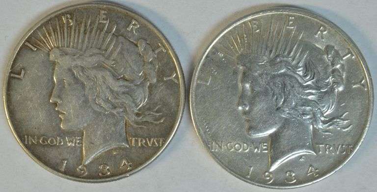 Scarce 1934-P & 1934-D Peace Silver Dollars in high grade