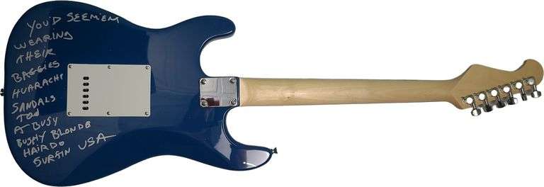 The Beach Boys Brian Wilson + Signed Surfin USA Flag Guitar w Lyrics