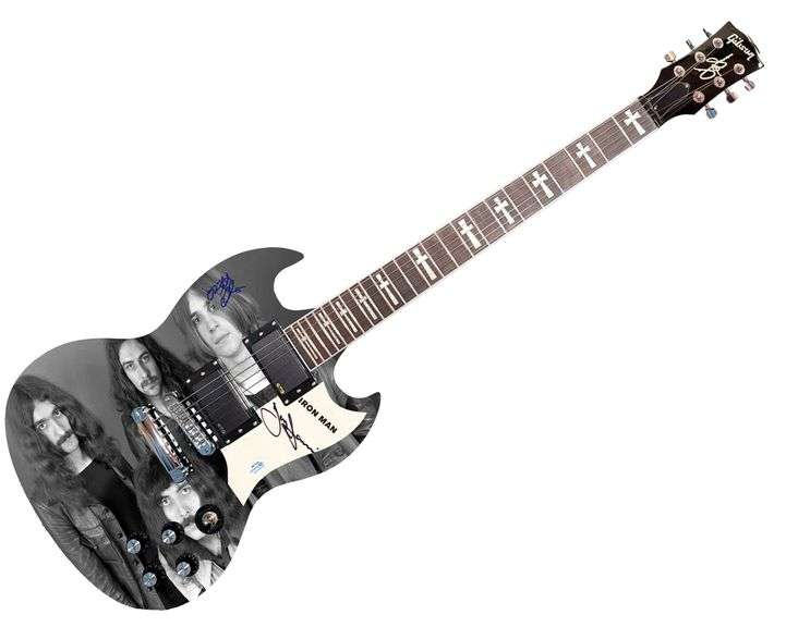 Black Sabbath Autographed 1/1 Custom Graphics Photo Guitar BAS Witness