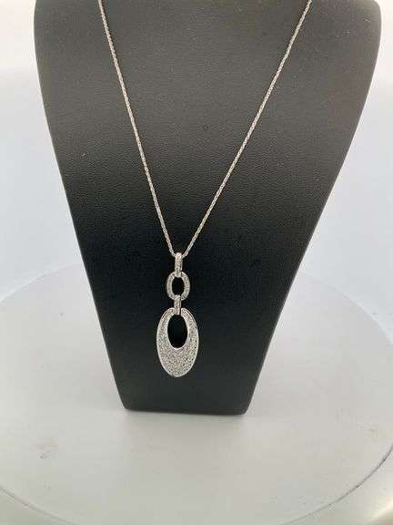 CERTIFIED BRAND NEW 14K WHITE GOLD NECKLACE WITH DIAMOND PENDANT