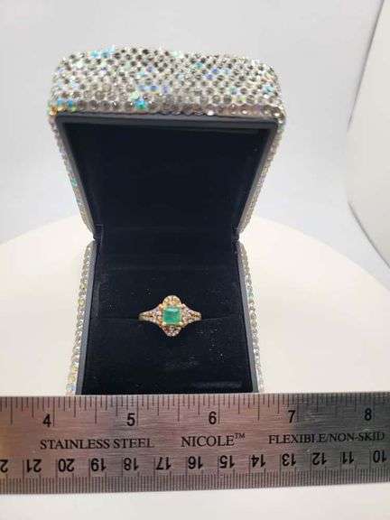 Victorian natural emeralds and diamond accent ring