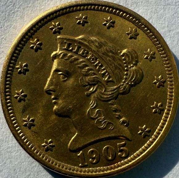 Choice Uncirculated 1905 $2 1/2 Liberty US Gold