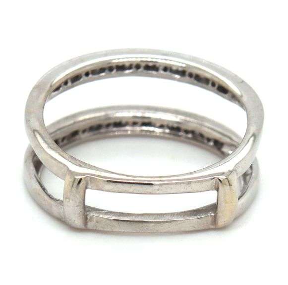 14kt White gold 0.15ctw double row diamond ring guard