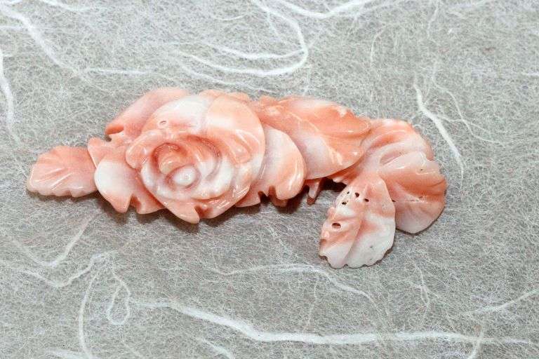 Natural Angelskin Coral Carved Roses
