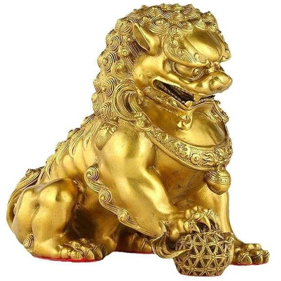 Pair of Brass Guardian Lions