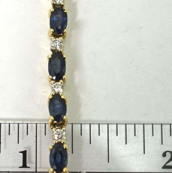 Classic 14K Yellow Gold Sapphire and Diamond Bracelet