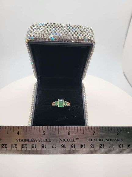 Victorian natural emeralds and diamond accent ring
