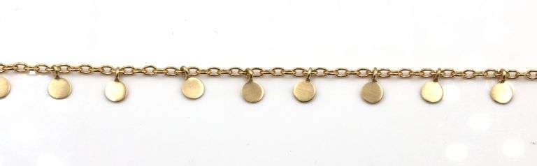 10kt Yellow gold ME and Ro tiny disk bracelet