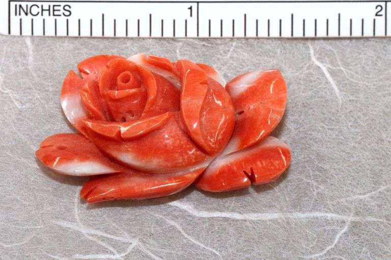 Vintage Natural Coral Carved Rose