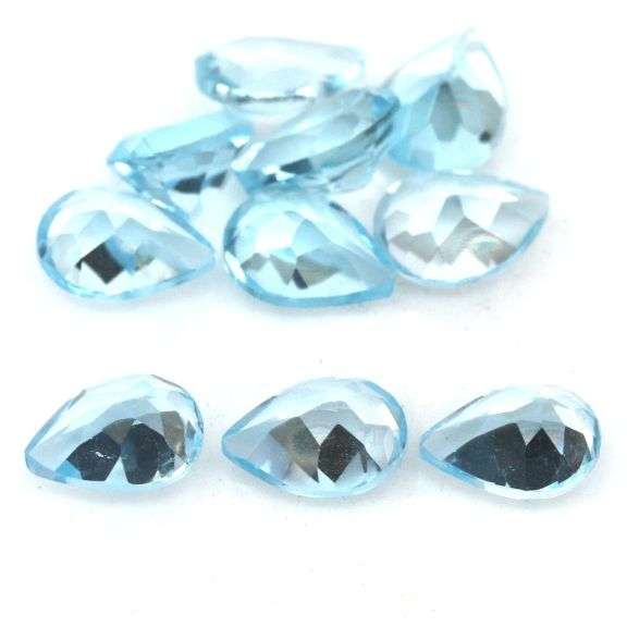 Matched! 10 piece 13.42ct full fire sky blue Topaz set