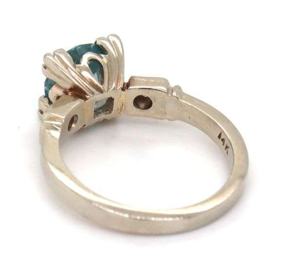 Vintage 14K WG Natural Blue Zircon Ring