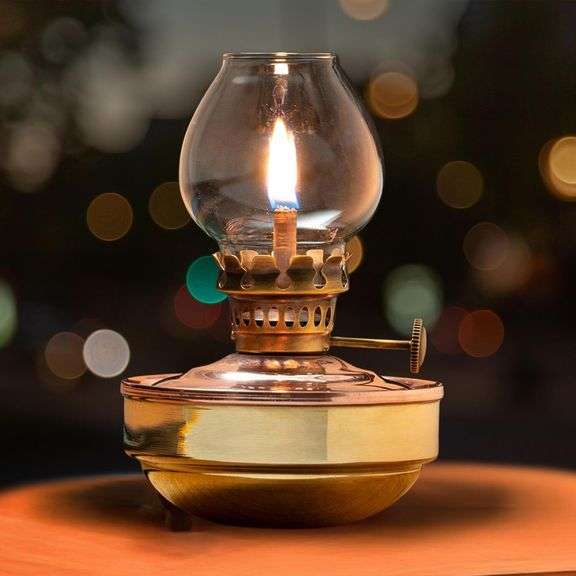 Copper & Brass Oil Lamp with Glass Bulb
