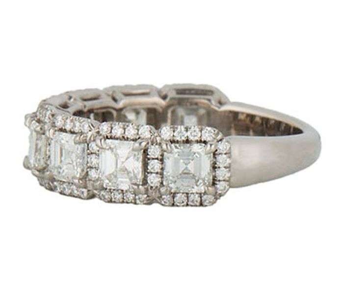 New 2.16ctw Asscher and Round Diamond Frame Ring in 18K