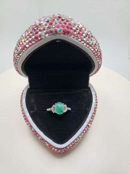 Victorian natural emeralds and diamond accent ring