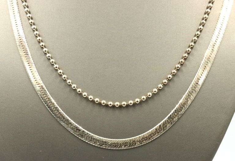 Group lot of 2 vintage 925 sterling silver chains