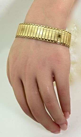 Fabulous Wide 14K Yellow Gold Flexible Bracelet