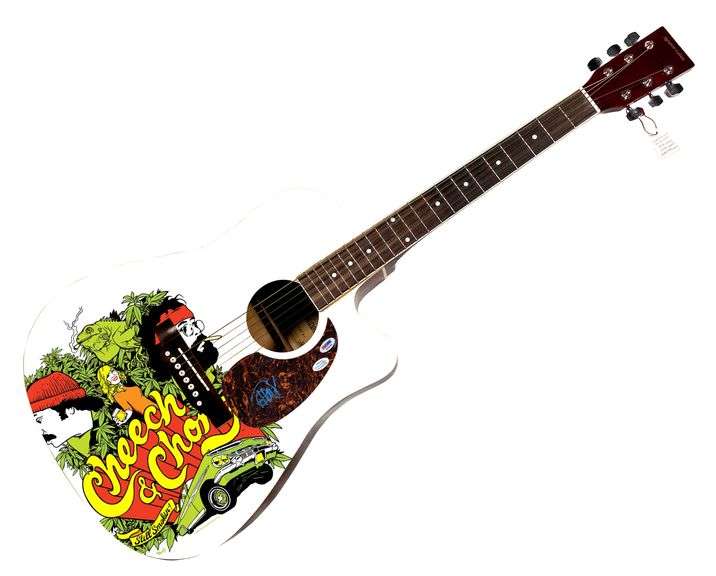 Cheech and Chong Tommy Autographed 1/1 Custom Graphics Photo Guitar ACOA PSA