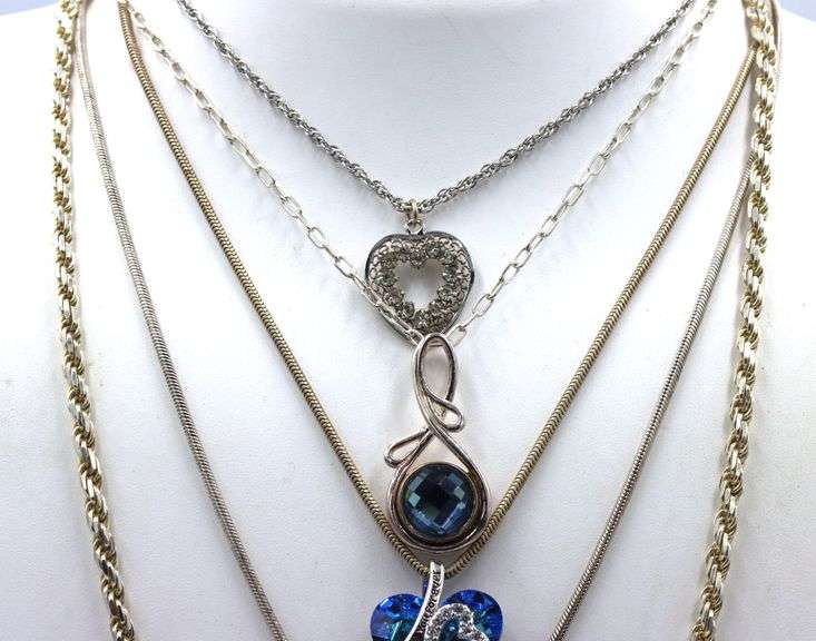 Group lot of 5 Vintage 925 sterling silver necklaces