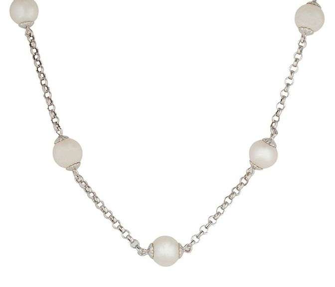 8.5MM Cultured Pearl Station Chain Necklace in 14K