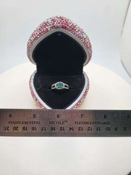Victorian natural emeralds and diamond accent ring