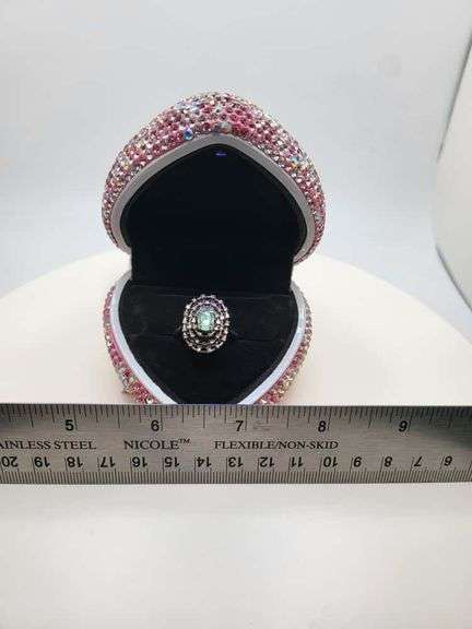 Victorian natural emeralds and diamond accent ring