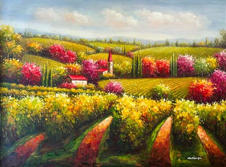 VINEYARD FIELD  PAINTING ON CANVAS