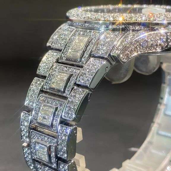 Iced Quartz Watch with Rhinestones Waterproof