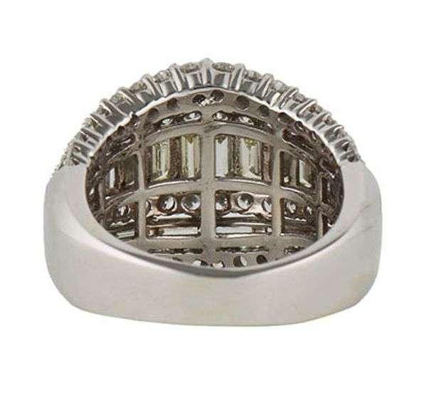 New 3.23ctw Baguette and Round Diamond Multi Row Statement Ring in 14K