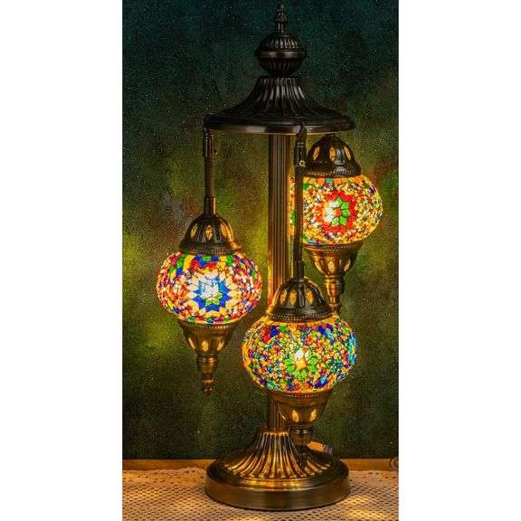 Turkish 3-Globe Mosaic Table Lamp