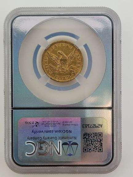 1853 $5 Gold Liberty, NGC AU58 Vault Box