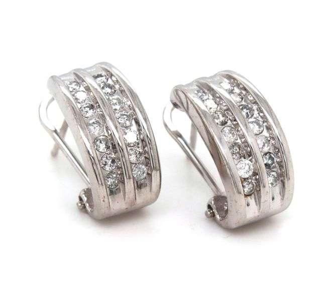 14kt White gold 0.30ctw 2 row diamond hoop