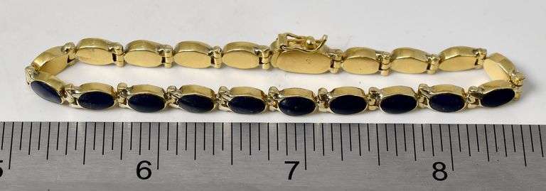 Beautiful 18K Yellow Gold Lapis Lazuli Gemstone Bracelet