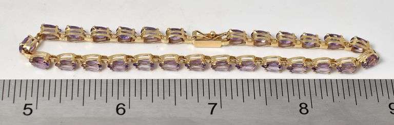 Beautiful 14K Yellow Gold Amethyst Gemstone Bracelet