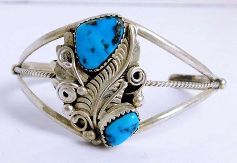 Vintage Sterling Turquoise Native American Indian Cuff