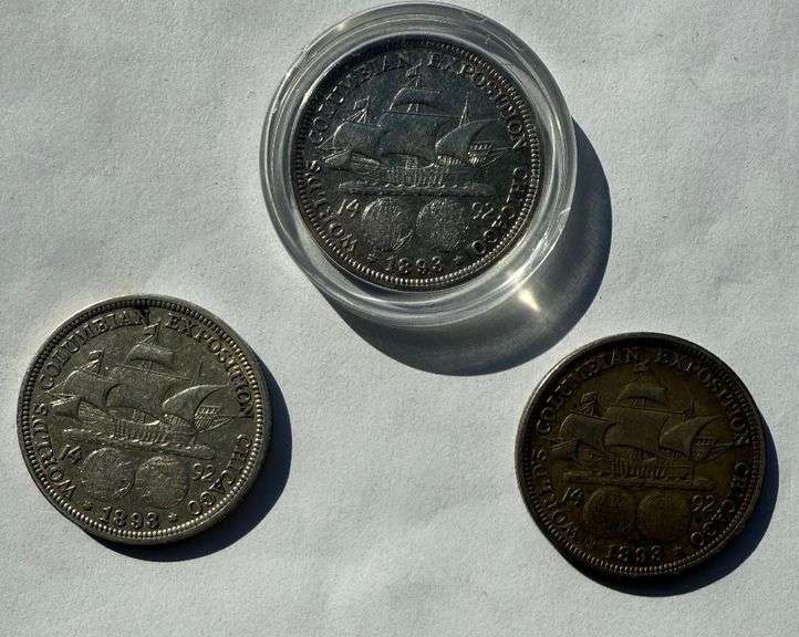 3 Raw 1893 Columbian Expo Halves