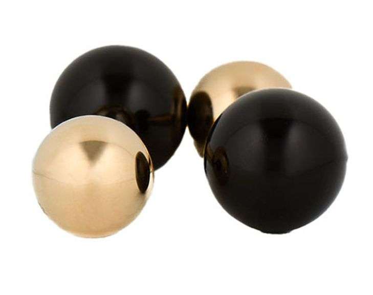 Vintage Tiffany & Co. Black Onyx Ball Cufflinks in 14K