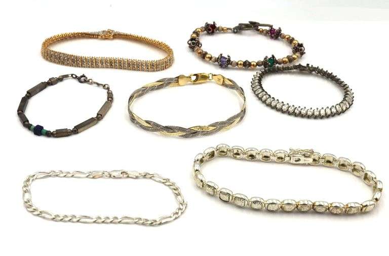 Vintage 925 sterling silver group lot of 8 bracelets