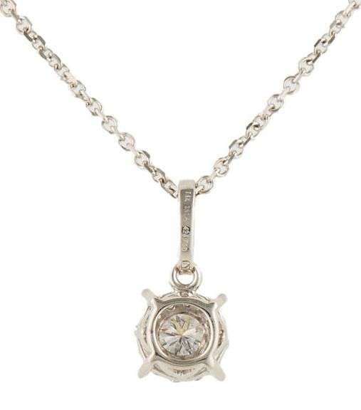 0.80ctw Round Diamond Halo Pendant Necklace in 14K